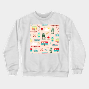 Vintage caravans on a campsite repeat pattern Crewneck Sweatshirt